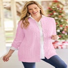 Cotton Cable Knit Cardigan Sweater image number null