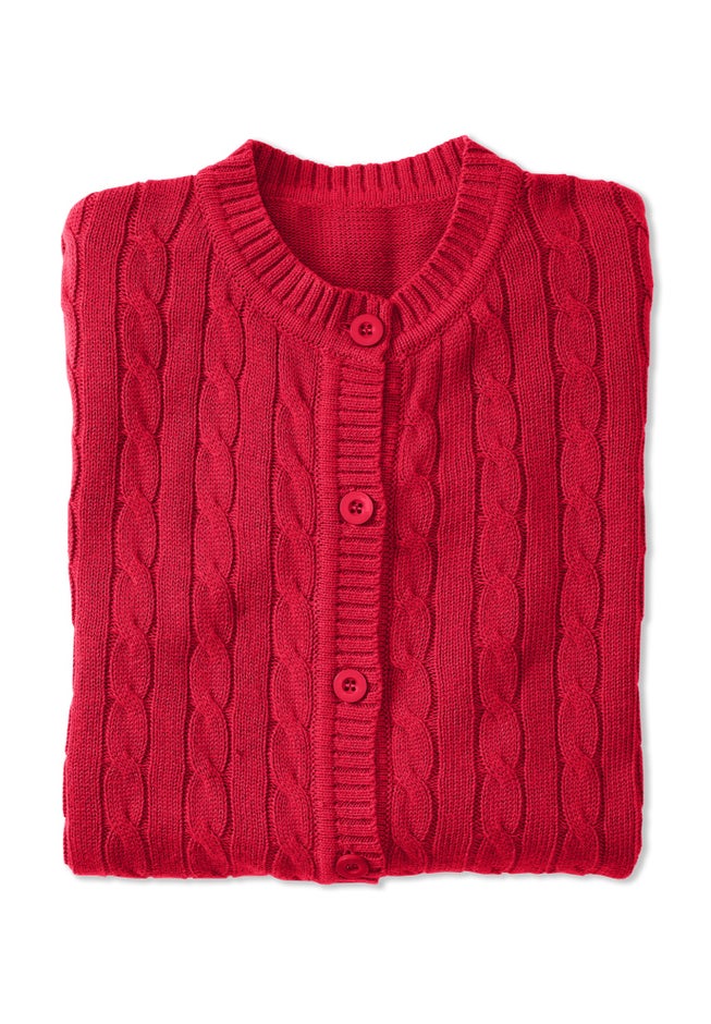 Cotton Cable Knit Cardigan Sweater image number 2