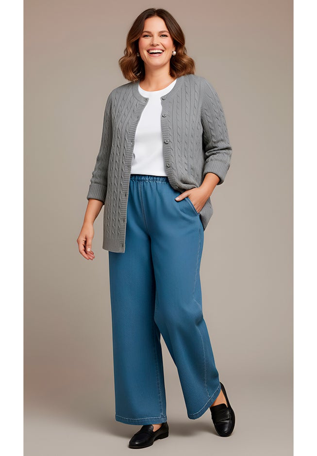 Cotton Cable Knit Cardigan Sweater image number 4