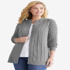 Cotton Cable Knit Cardigan Sweater image number null