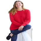 Cable Knit Pullover Crewneck Sweater image number null