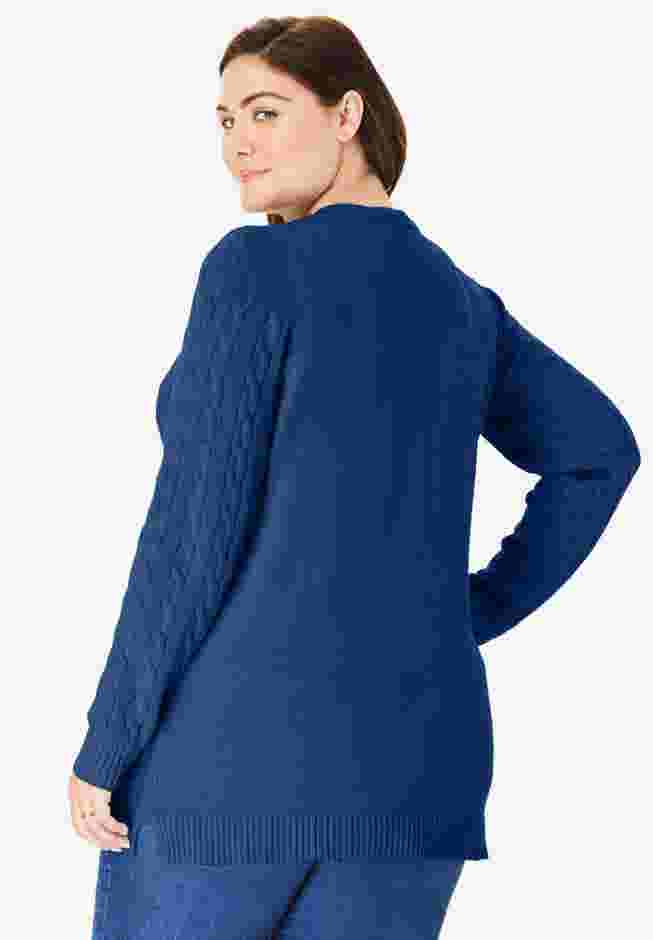Cable Knit Pullover Crewneck Sweater image number 1