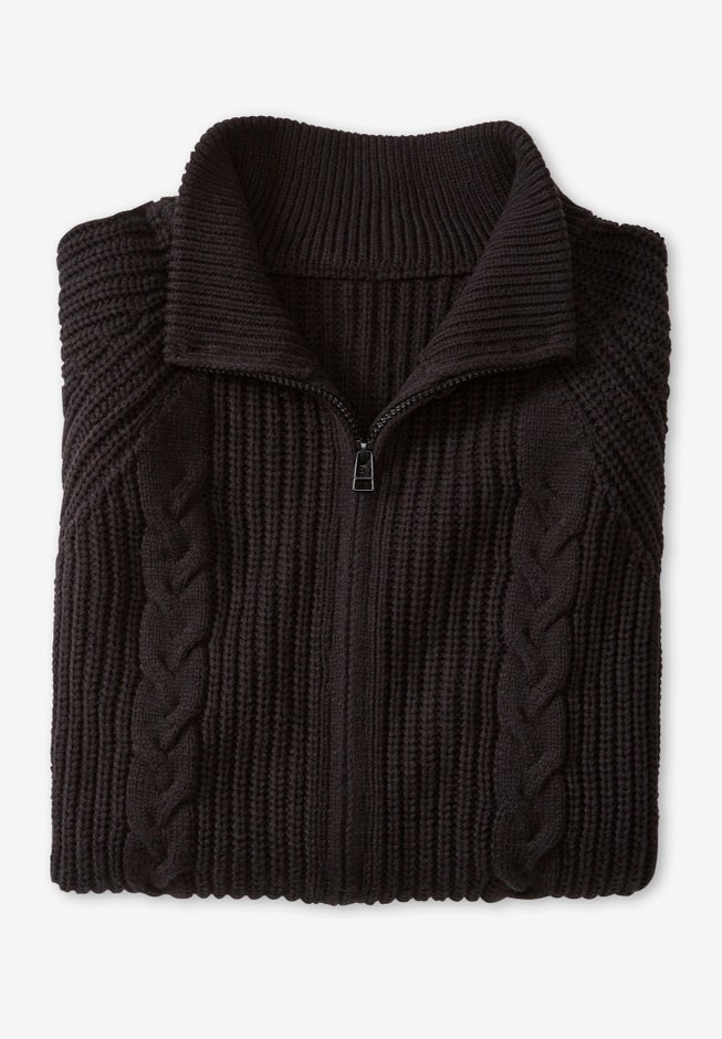 Cabled Zip-Front Cardigan image number 1