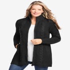 Cabled Zip-Front Cardigan Sweater image number null