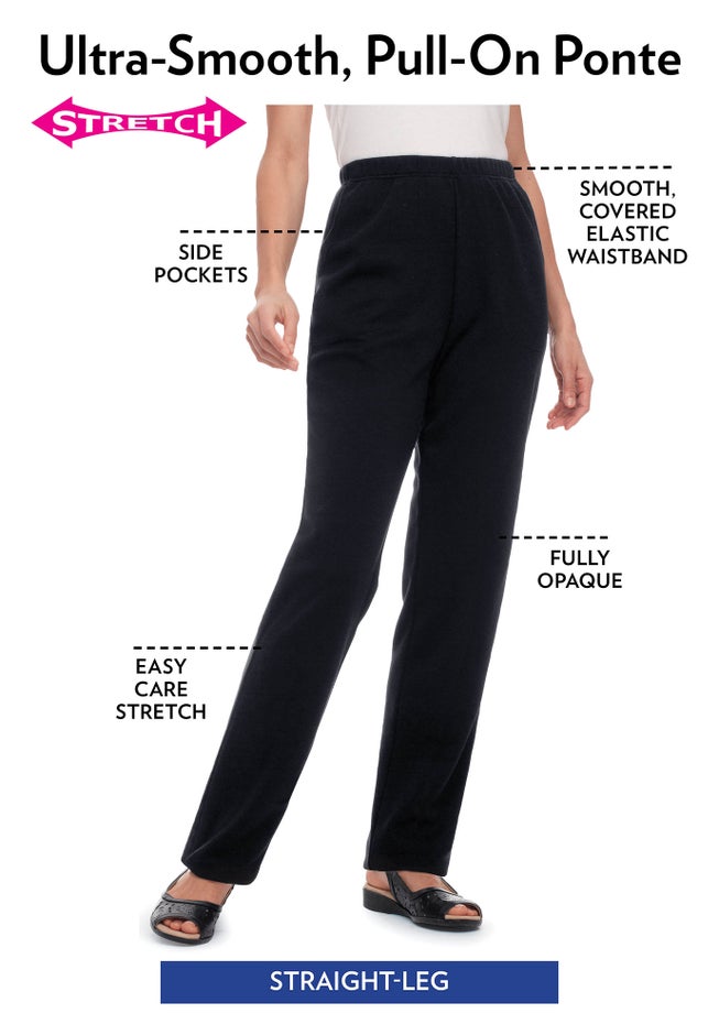 Straight-Leg Stretch Ponte-Knit Pull-On Pants image number 4