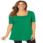 Stretch Cotton Square Neck Tunic image number null