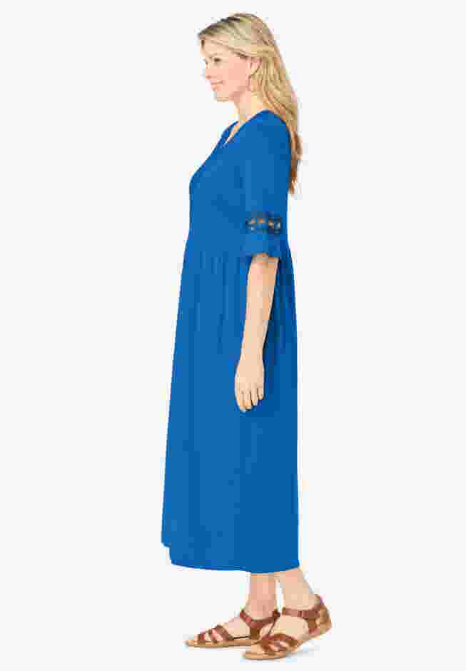 Crochet Trim Empire Knit Dress image number 2