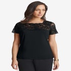 Stretch Lace Neckline Top image number null