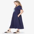 Short-Sleeve Scoopneck Empire Waist Dress image number null