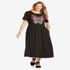 Short-Sleeve Scoopneck Empire Waist Dress image number null