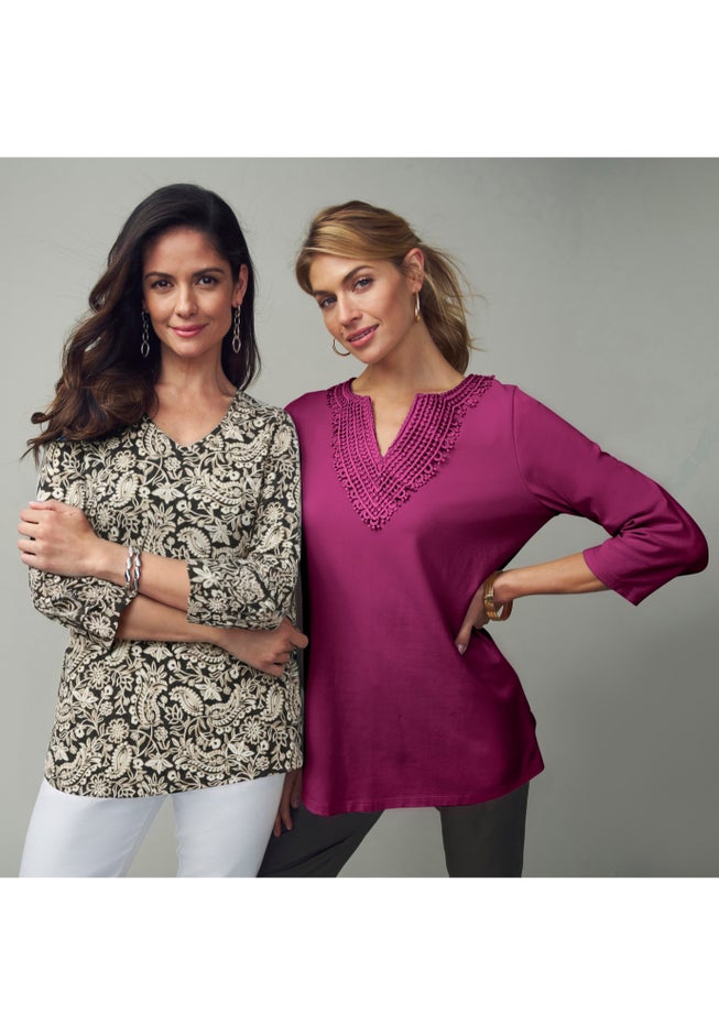 Stretch Cotton V-Neck Tee image number 1