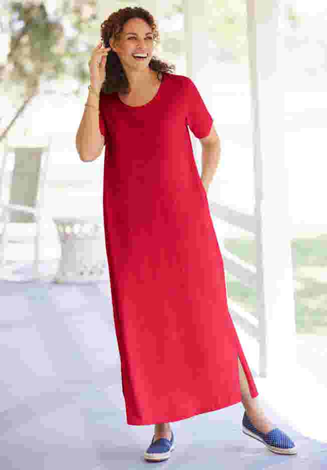 Perfect Short-Sleeve Scoopneck Maxi Tee Dress image number 2