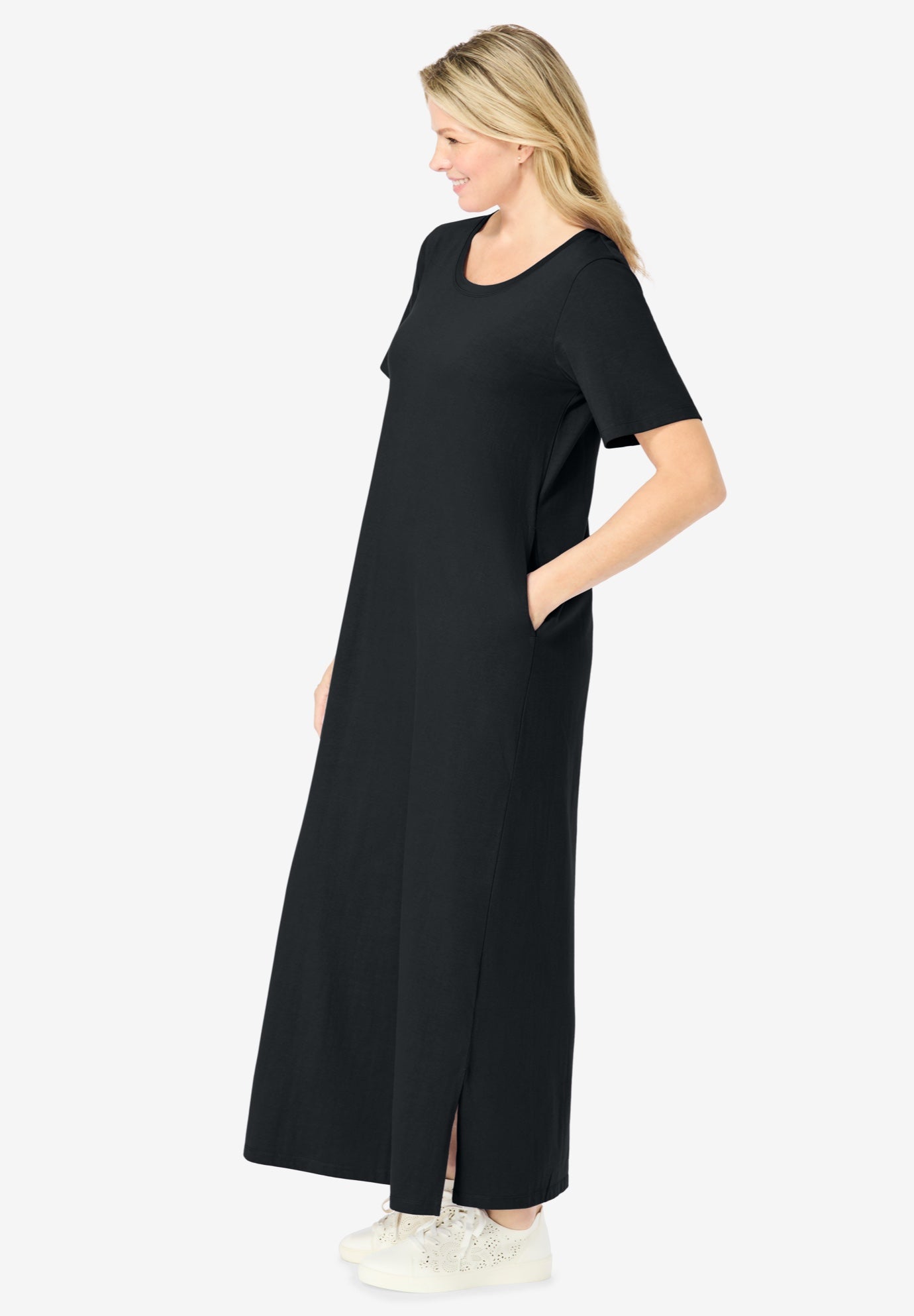 Perfect Short-Sleeve Scoopneck Maxi Tee Dress image number 2