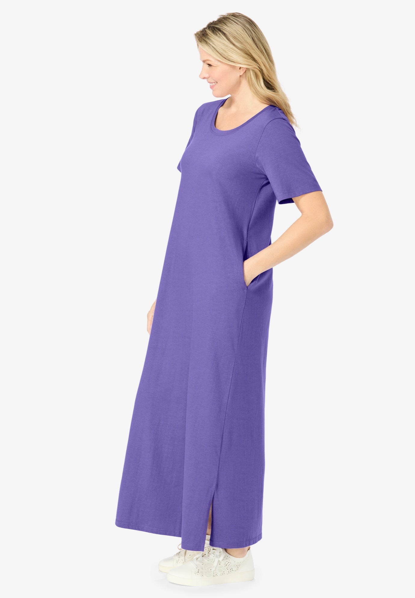 Perfect Short-Sleeve Scoopneck Maxi Tee Dress image number 2