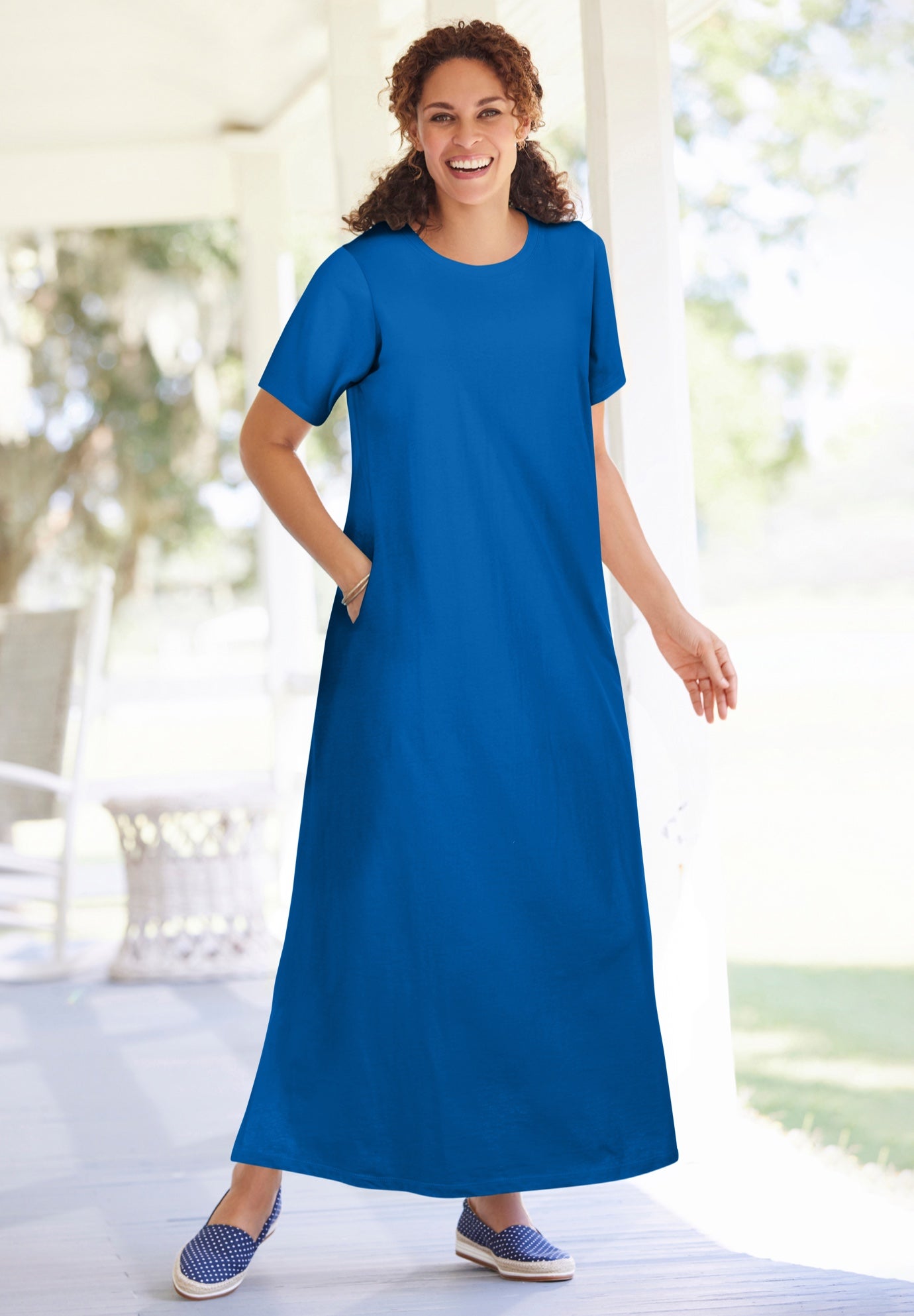 Perfect Short-Sleeve Scoopneck Maxi Tee Dress image number 0