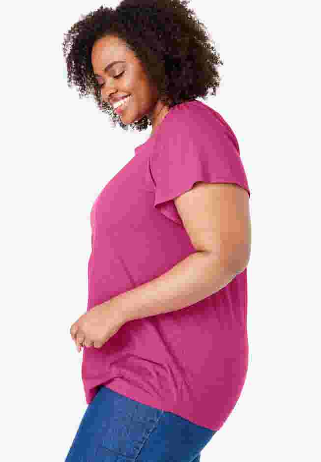 Square Neck Flutter Sleeve Tee image number 2