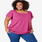 Square Neck Flutter Sleeve Tee image number null