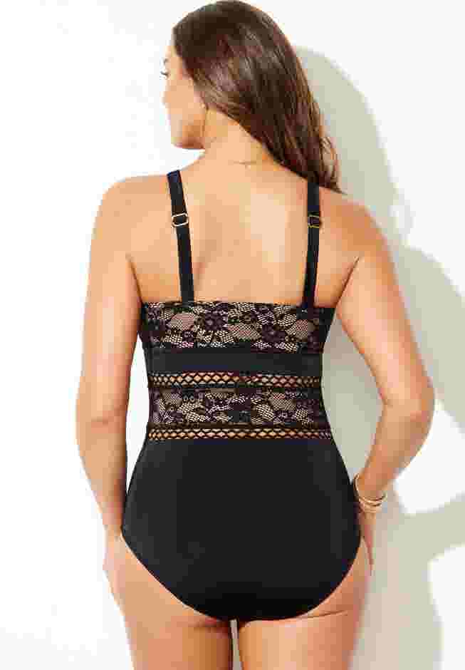 Lace Lattice One Piece Swimsuit image number 1