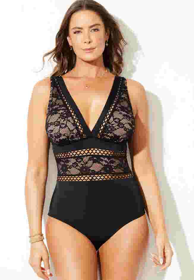 Lace Lattice One Piece Swimsuit image number 0