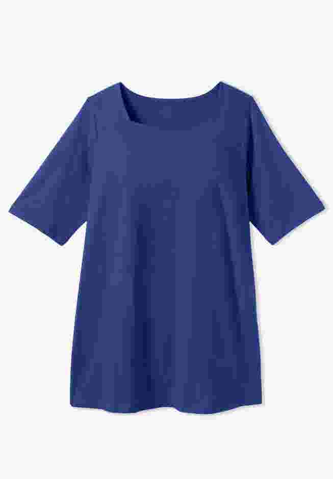 Perfect Elbow-Sleeve Square-Neck Tee image number 5