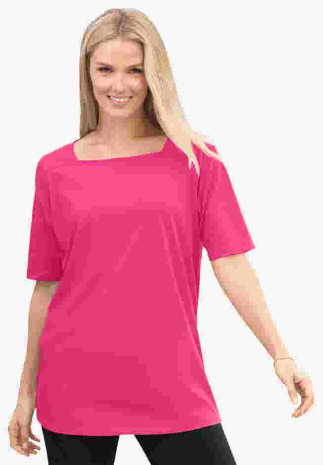 Perfect Elbow-Sleeve Square-Neck Tee image number 6