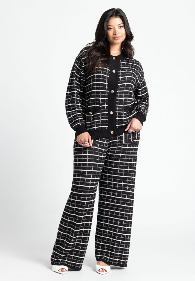 Knit Tweed Wide Leg Pant image number null
