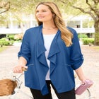 Cloud Knit French Terry Drape Front Cardigan image number null