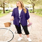 Cloud Knit French Terry Drape Front Cardigan image number null