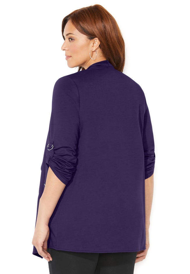 Cloud Knit French Terry Drape Front Cardigan image number 1