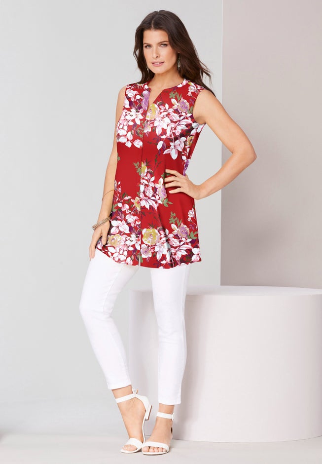 Sleeveless Floral Big Shirt image number 1