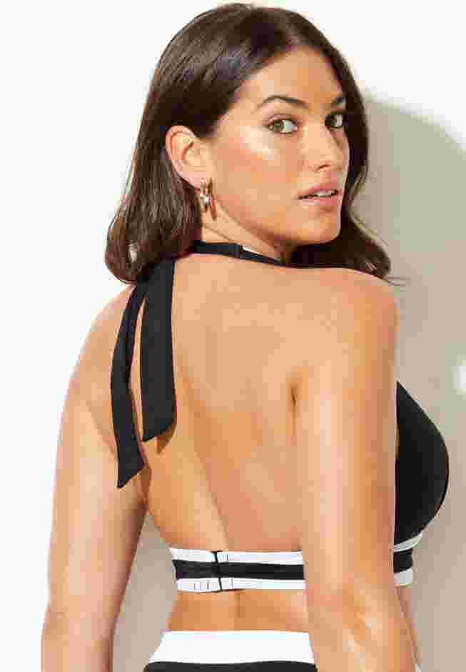 Bliss Colorblock Pleated Halter Bikini Top image number 1