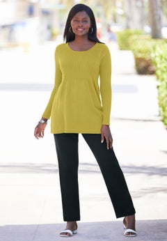 Ribbed Baby Doll Tunic Sweater