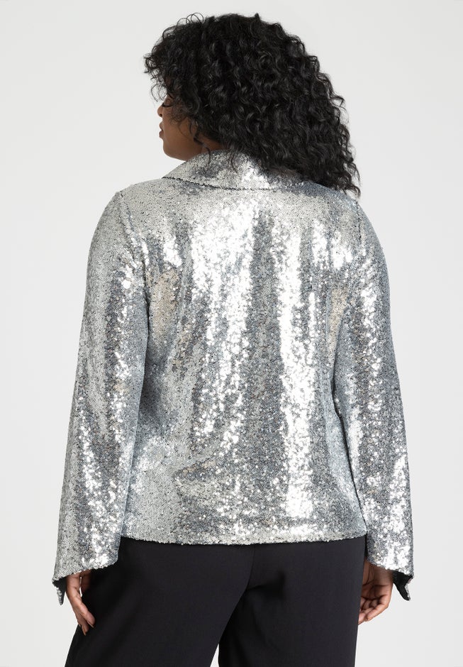 Flare Sleeve Sequin Button Down image number null