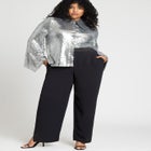 Flare Sleeve Sequin Button Down image number null