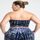 Printed Velvet Strapless Top image number null