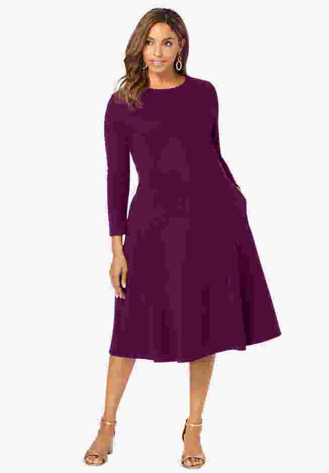 Long Sleeve Stretch Ponte Dress image number 0