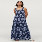 Stretch Jersey Knit A-Line Scoop Neck Sleeveless Tiered Maxi Dress image number 0