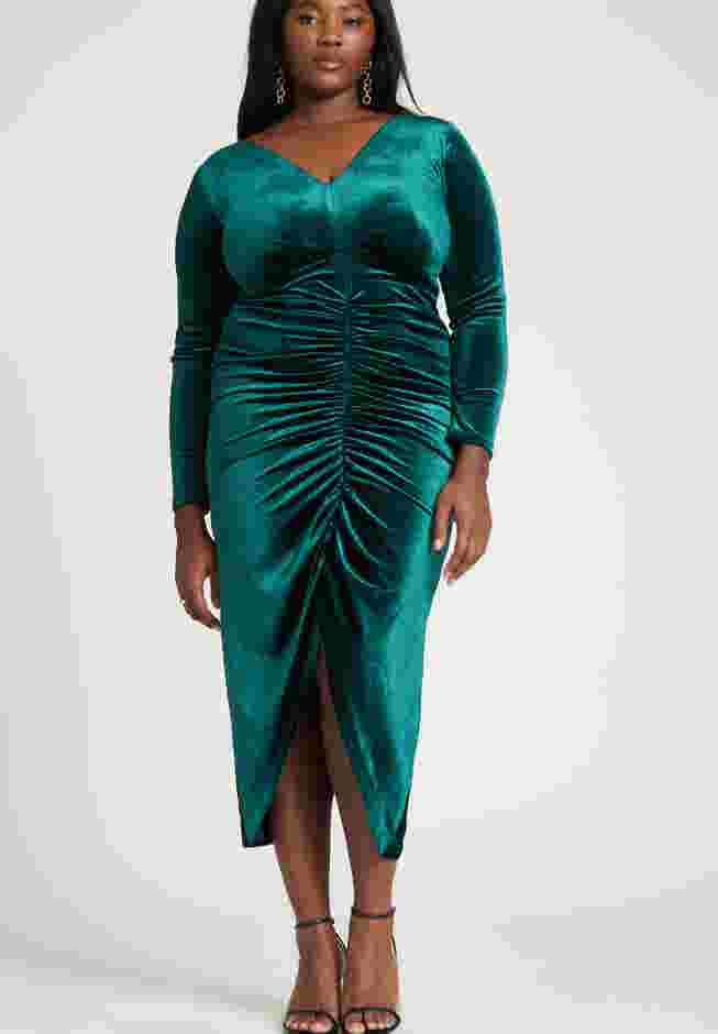 V Neck Pleated Front Dress image number 0
