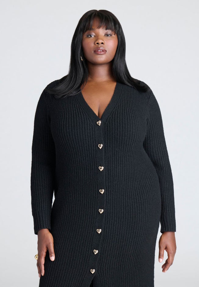 Heart Button Sweater Dress image number 2