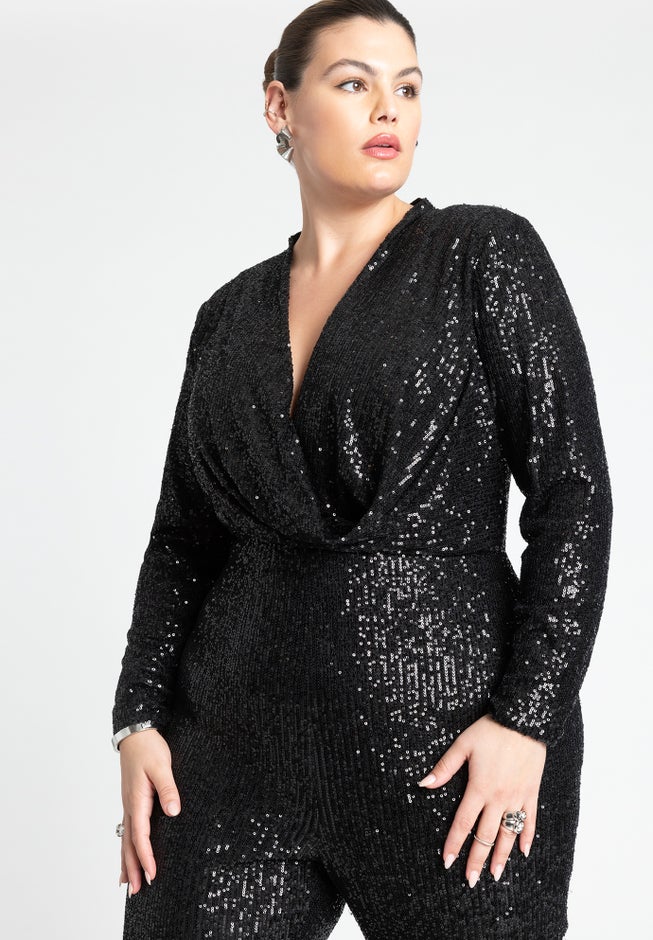 Flare Leg Sequin Jumpsuit image number null