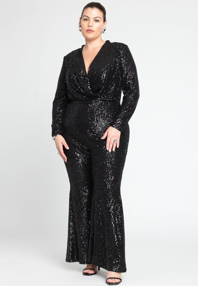 Flare Leg Sequin Jumpsuit image number null