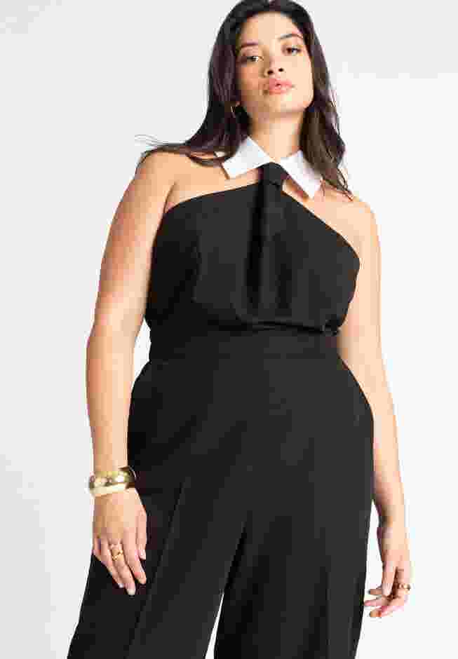 Faux Tie Collared Jumpsuit image number 3