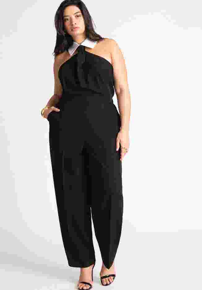 Faux Tie Collared Jumpsuit image number 0