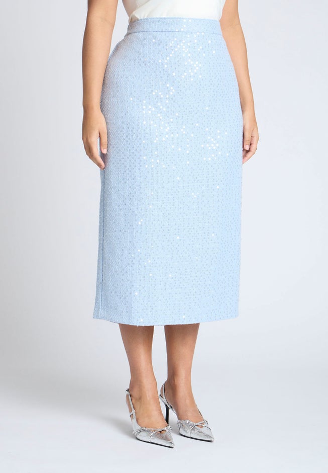 Sequin Tweed Midi Skirt image number 1