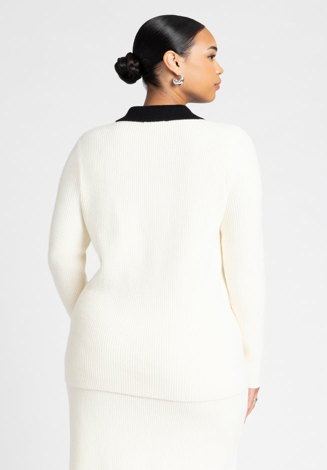 Henley Collared Sweater image number null