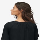 V-Neck Crinkle Tie-Front Elbow-Sleeve Blouse image number 1