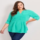 Roll Tab Pintuck Tunic image number null