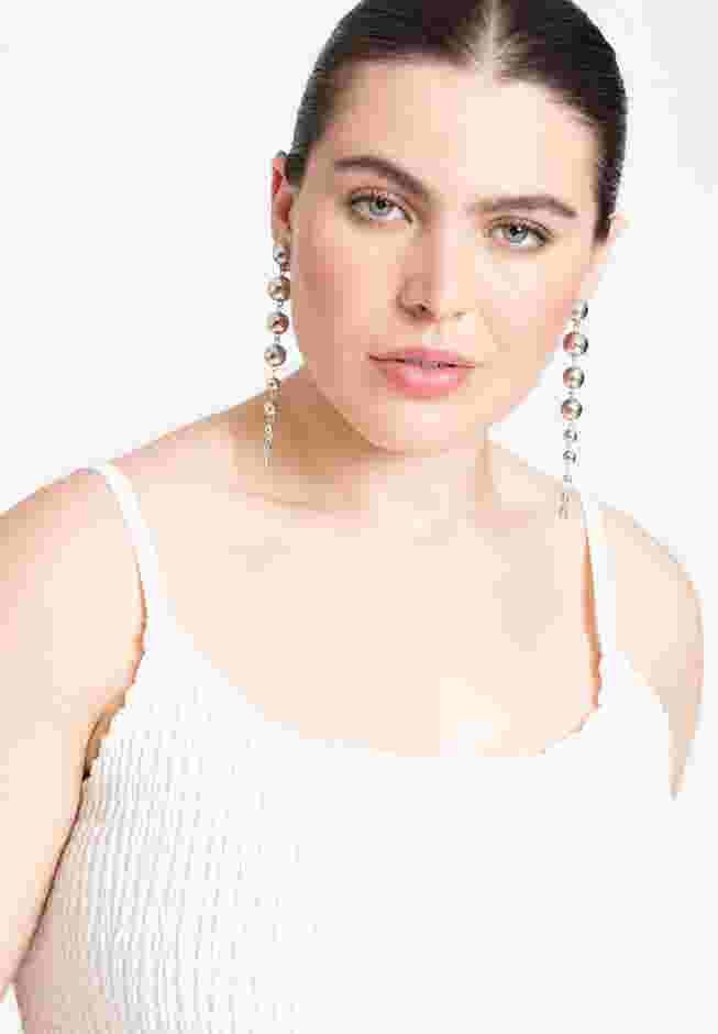 Linear Bead Ball Drop Post Earrings image number 0