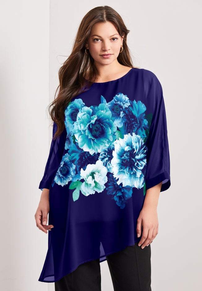Printed Asymmetric Blouse image number 3