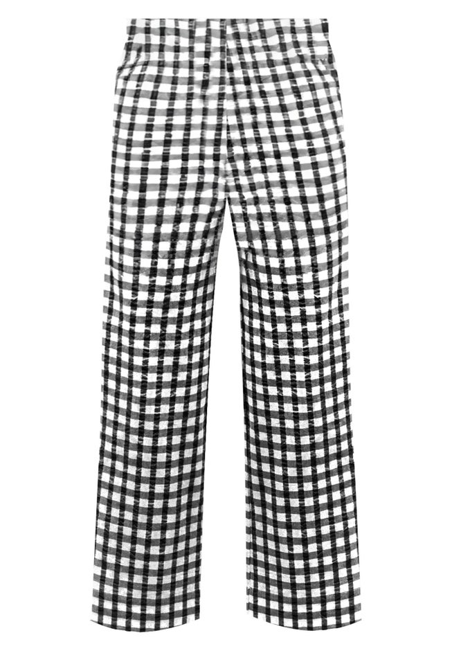 100% Cotton Wide Leg Gingham Seersucker Back Elastic Waist Crop Pants image number 2